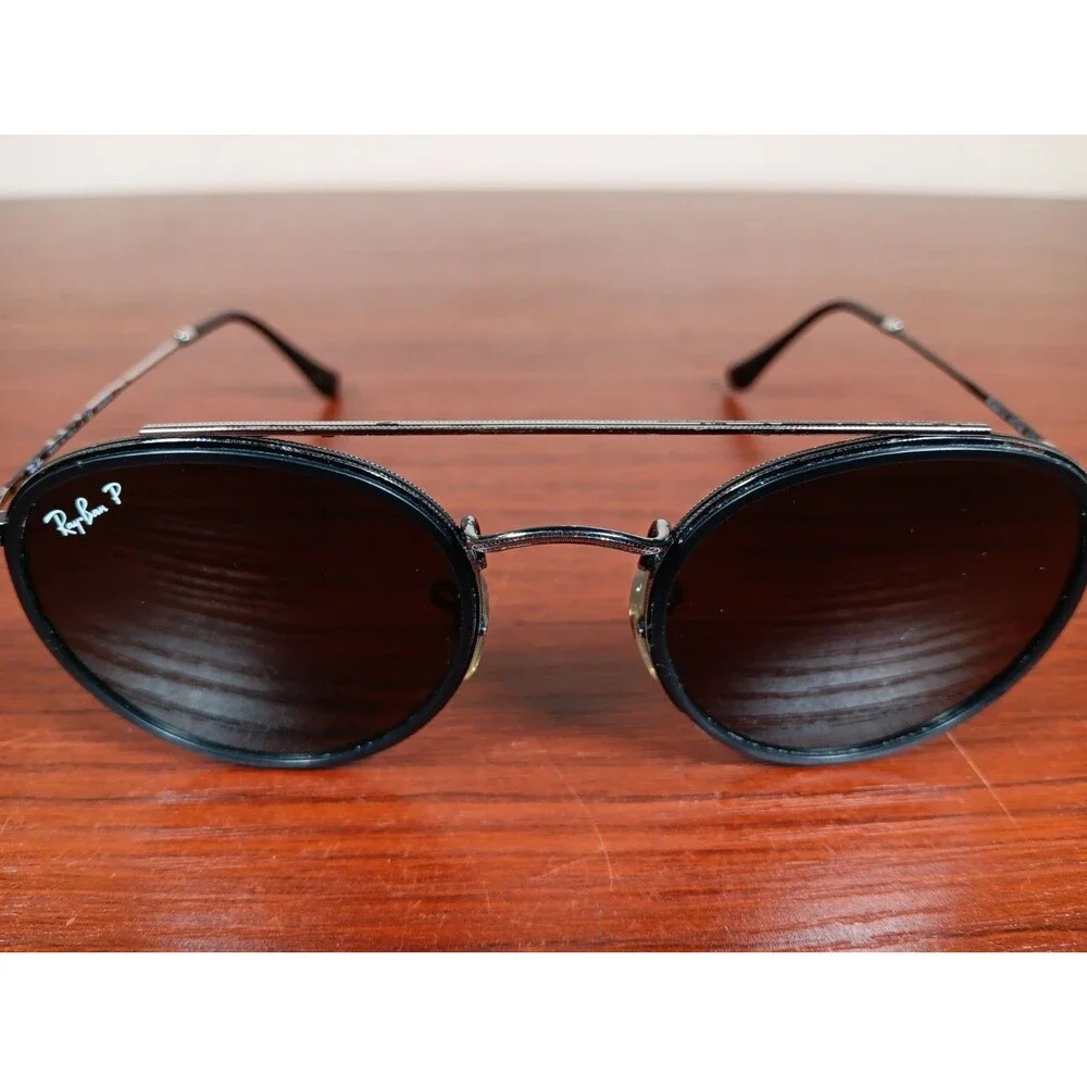 Ray-Ban Polarized Sunglasses RB 3647-N 002/58 5102 Black/Silver Gray Lenses Case